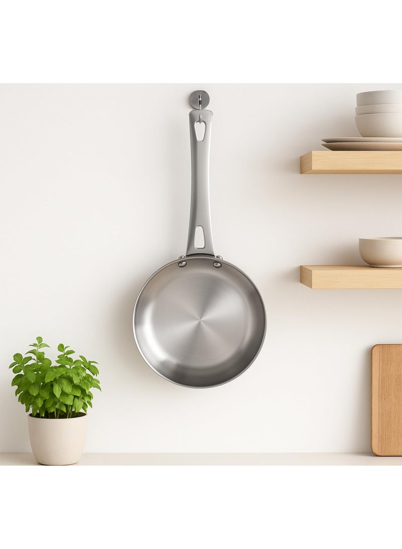 VINOD مقلاة صغيرة من الفولاذ المقاوم للصدأ ثلاثي الطبقات بلاتينيوم - 14 سم، تصميم مدمج، مقلاة متعددة الاستخدامات صديقة للحرارة، مثالية للطهي اليومي، التadka، الشواء، العجة - - Image 4